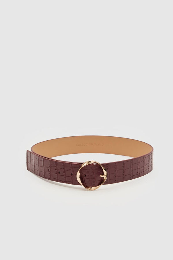 Marseille Bordeaux Croco Leather Belt