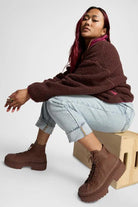 Converse-Chuck Taylor All Star Lugged Heal Platform Kahverengi Kadın Deri Bot-Bot-8-Milagron.com