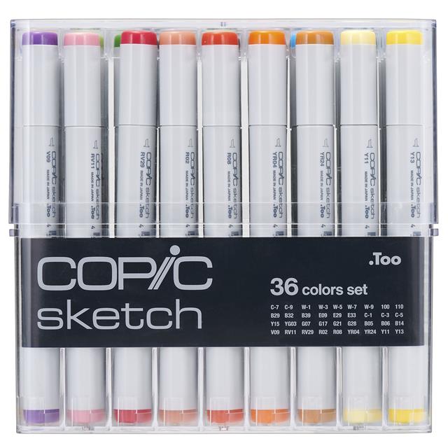 COPIC-Copic Basic Sketch çift Uçlu 36'lı çizim Kalemi Seti C-Çizim Kalemleri-1-Milagron.com
