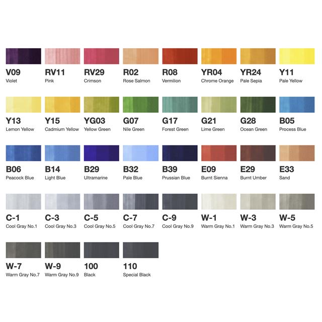 COPIC-Copic Basic Sketch çift Uçlu 36'lı çizim Kalemi Seti C-Çizim Kalemleri-5-Milagron.com