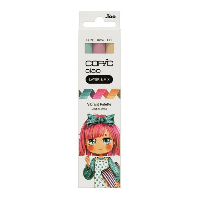 Copic-Copic Ciao 3'lü Layer & Mix Set Vibrant Palette-Kalem Seti-1-Milagron.com
