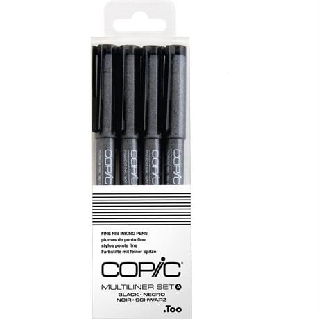 Copic-Copic Multiliner Classic Siyah 4'lü Set-Çizim Kalemleri-1-Milagron.com