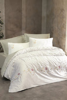 Cotton Box-3D Nakışlı Saten Çift Kişilik Nevresim Takımı Jenika Mint-Nevresim Takımı-1-Milagron.com