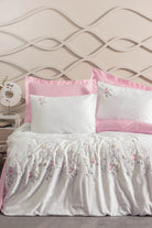 Cotton Box-3D Nakışlı Saten Çift Kişilik Nevresim Takımı Jolie Pembe-Nevresim Takımı-1-Milagron.com