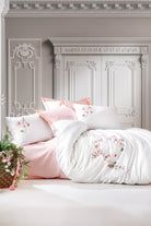 Cotton Box-3D Nakışlı Saten Çift Kişilik Nevresim Takımı Luna Pudra-Nevresim Takımı-1-Milagron.com