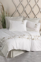 Cotton Box-3D Nakışlı Saten Çift Kişilik Nevresim Takımı Urian Bej-Nevresim Takımı-1-Milagron.com