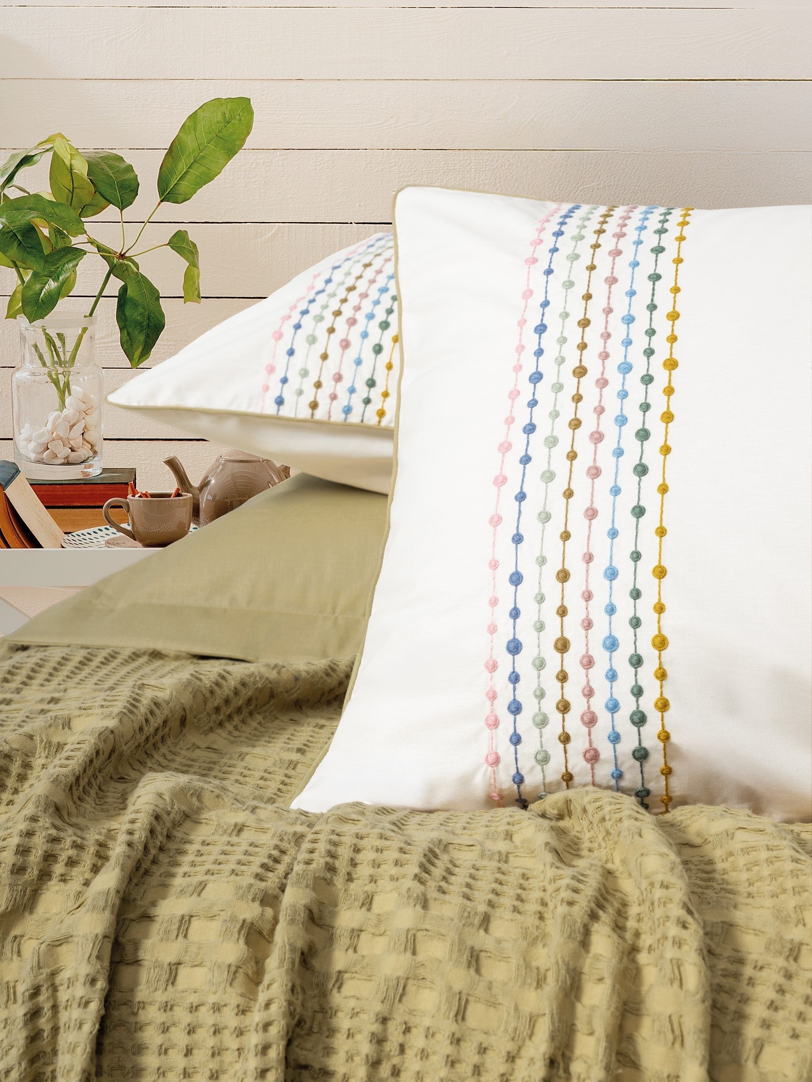 Cotton Box-Aura Çift Kişilik Pike Takımı Pebble Hardal-Nevresim Takımı-2-Milagron.com