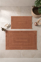  Aura Jakarlı Kaymaz Taban Pamuklu Paspas Seti Frame Coral 60X90+40X60