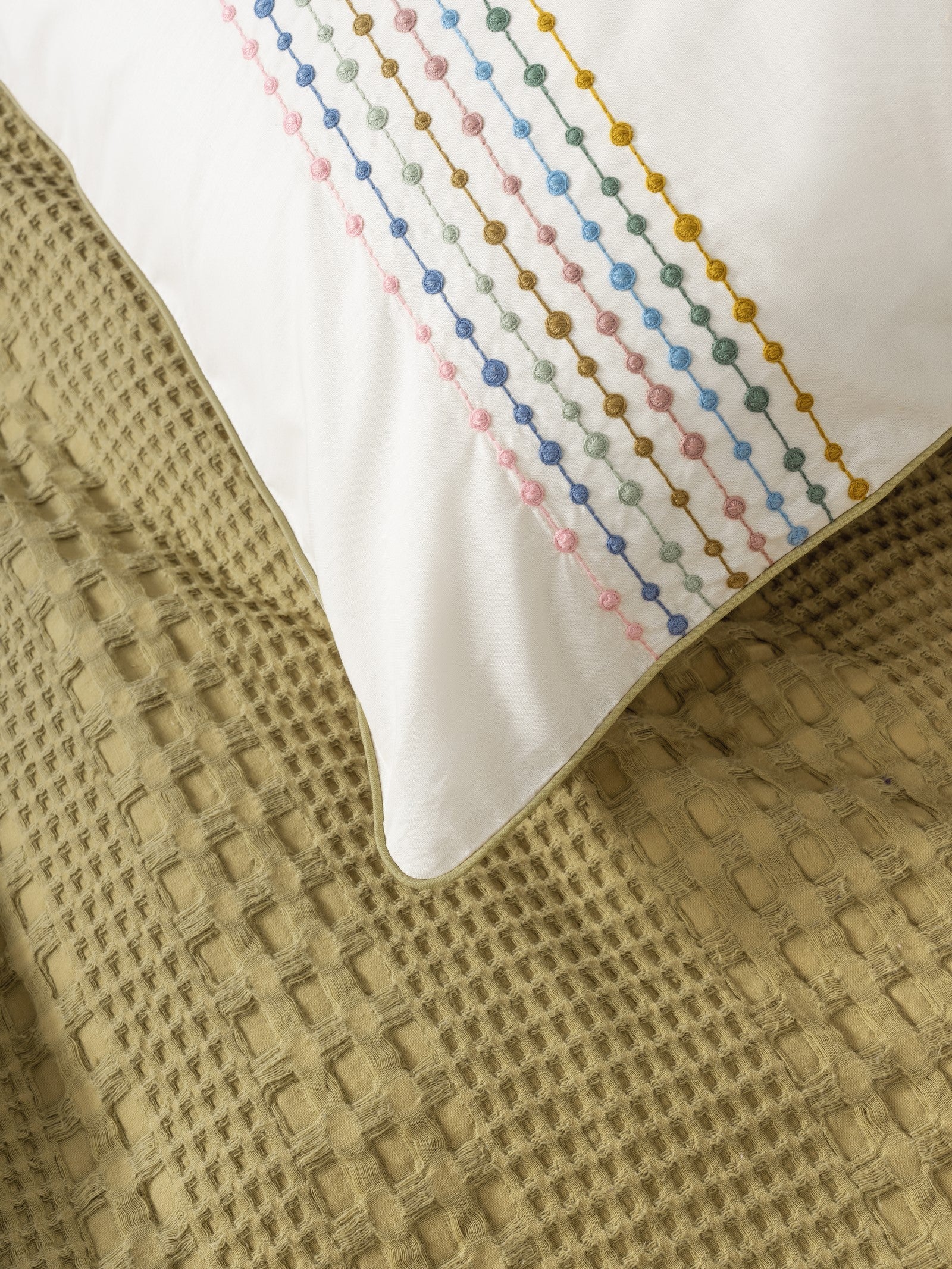 Cotton Box-Aura Tek Kişilik Pike Takımı Pebble Hardal-Nevresim Takımı-4-Milagron.com