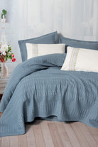 Cotton Box-Aura Tek Kişilik Pike Takımı Pebble Indigo-Nevresim Takımı-1-Milagron.com