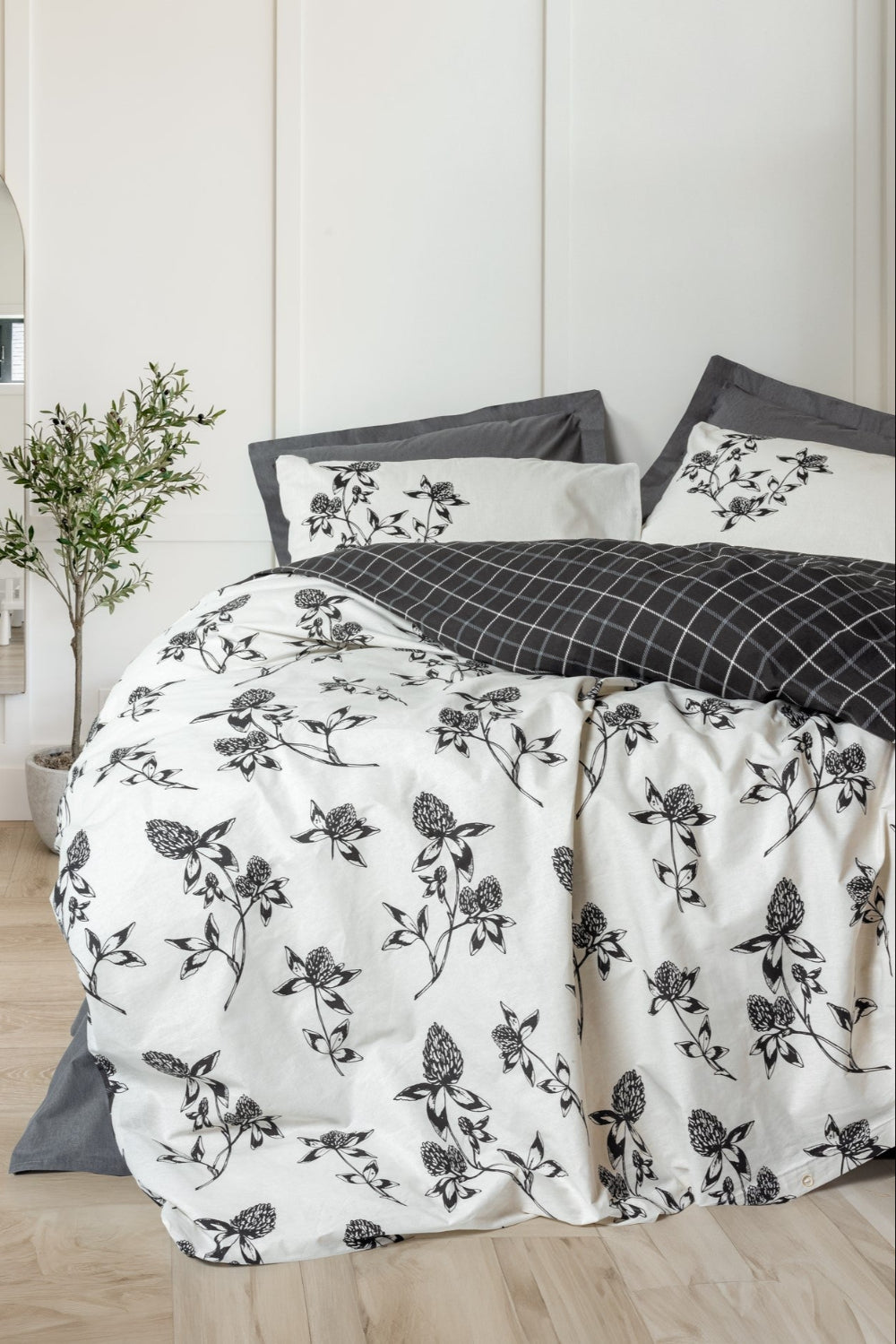 Cotton Box-Cotton Box Balance Ranforce Tek Kişilik Nevresim Takımı Ohia Antrasit-Tek Kişilik Nevresim Takımı-1-Milagron.com