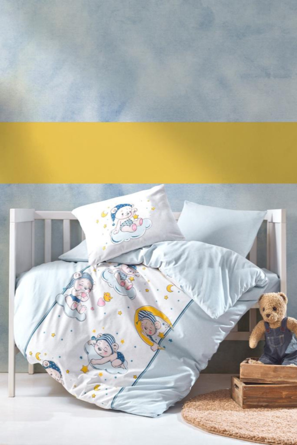 Cotton Box-Cotton Box Bebek Nevresim Takımı Bear Mavi-Bebek Nevresim Takımı-1-Milagron.com