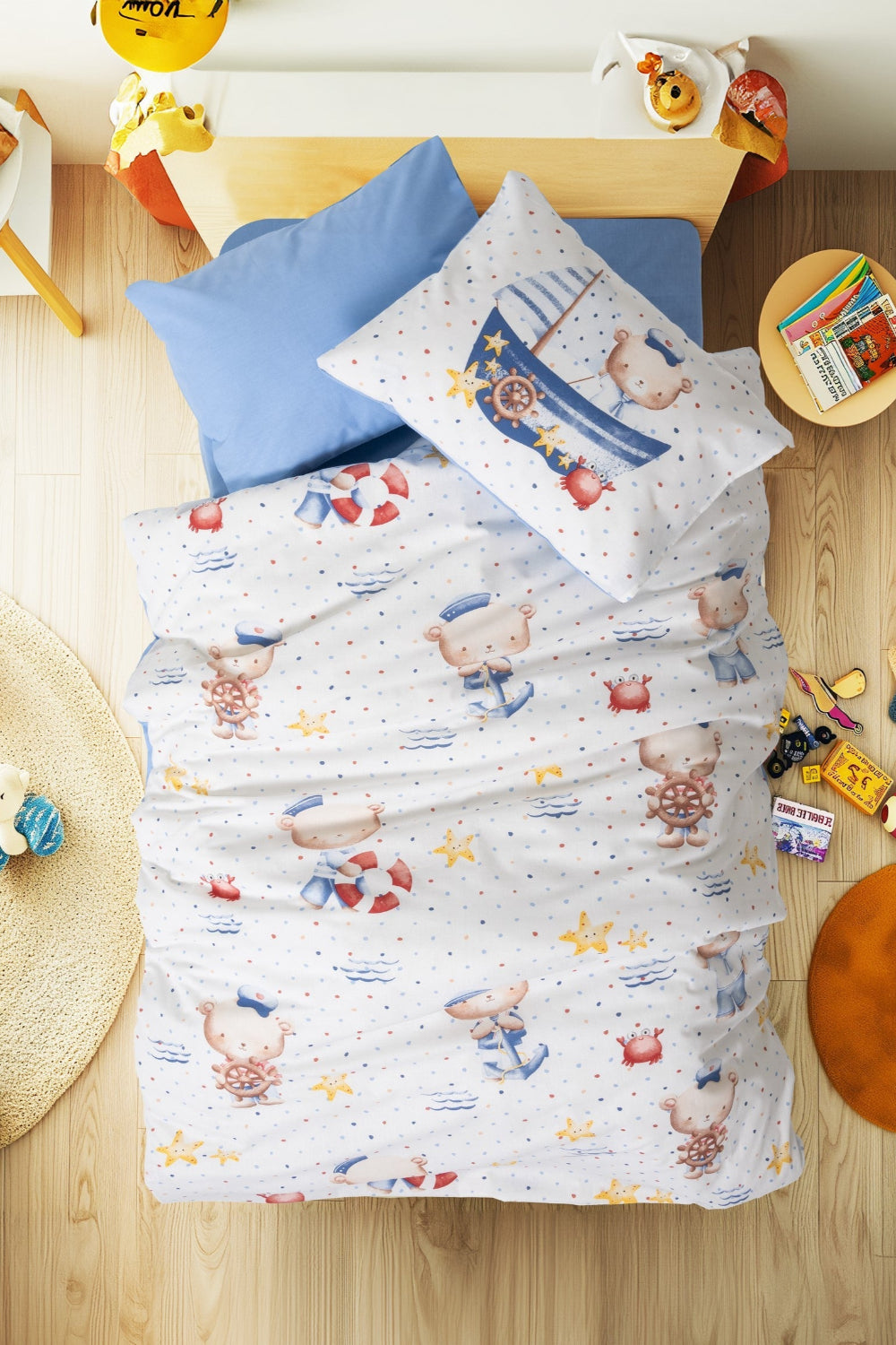 Cotton Box-Cotton Box Bebek Nevresim Takımı Seaman Mavi-Bebek Nevresim Takımı-1-Milagron.com