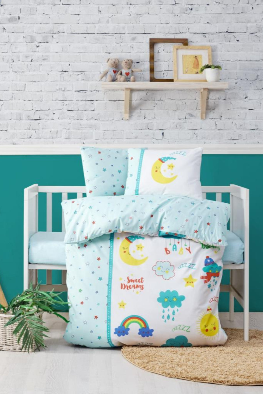 Cotton Box-Cotton Box Bebek Nevresim Takımı Tatlı Rüyalar Mint-Bebek Nevresim Takımı-1-Milagron.com