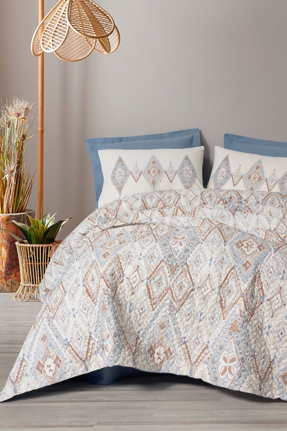 Cotton Box-Bohem Çift Kişilik Complete Set Zanora Indigo-Nevresim Takımı-1-Milagron.com