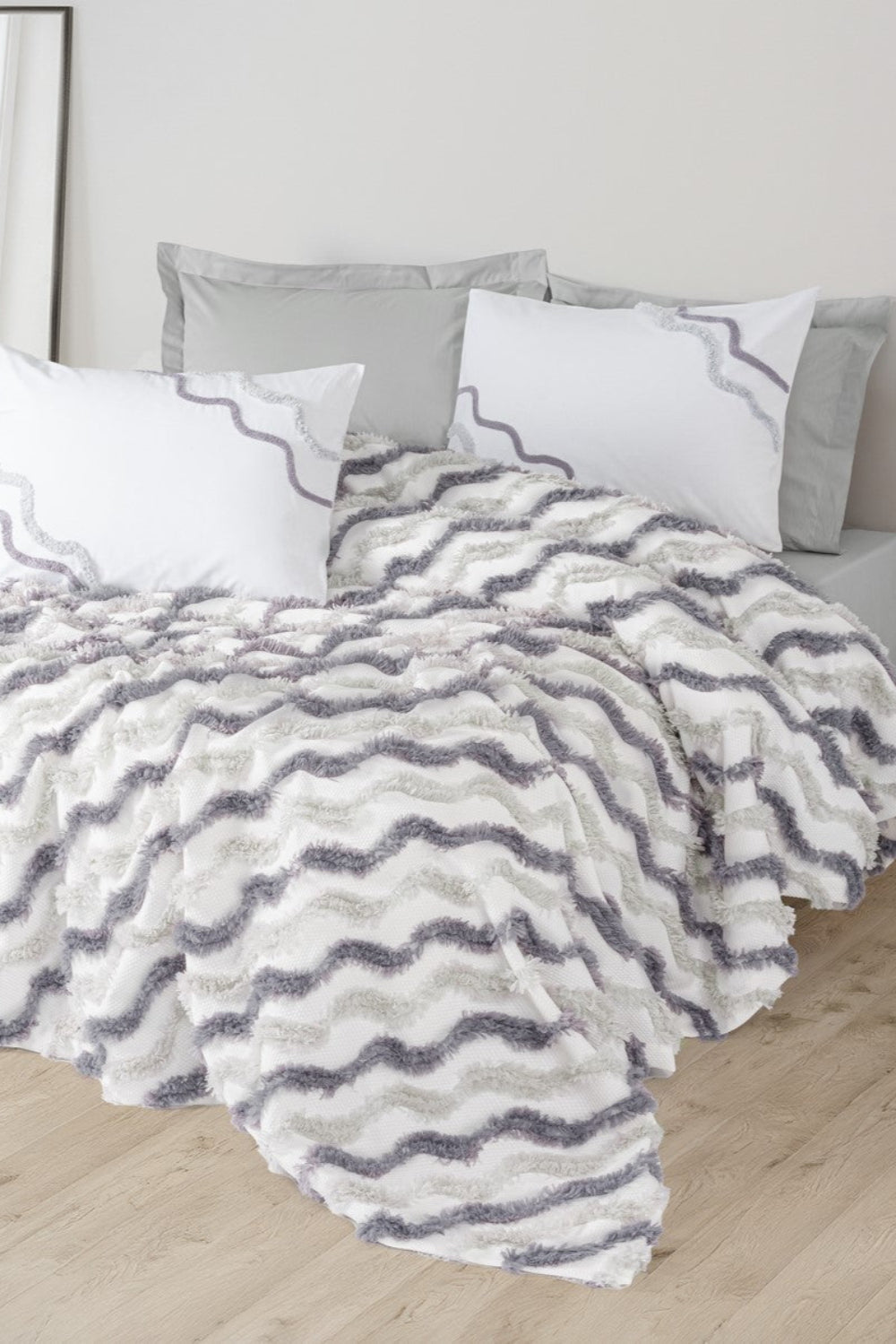 Cotton Box-Bonny Çift Kişilik Pike Takımı Eldon Gri-Pike Takımı-2-Milagron.com