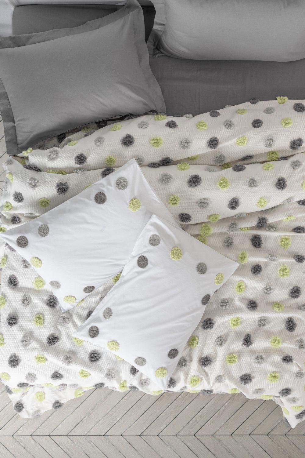 Cotton Box-Bonny Çift Kişilik Pike Takımı Leroy Gri-Pike Takımı-1-Milagron.com