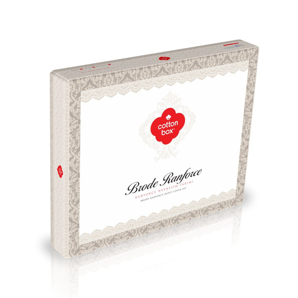 Cotton Box-Brode Çift Kişilik Nevresim Takımı Hazel Hardal-Nevresim Takımı-3-Milagron.com