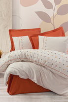 Cotton Box-Brode Çift Kişilik Nevresim Takımı Joli Kiremit-Nevresim Takımı-1-Milagron.com