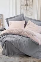 Cotton Box-Cotton Box Brode Saten çift Kişilik Nevresim Takımı Sheen Gri-Çift Kişilik Nevresim Takımı-1-Milagron.com