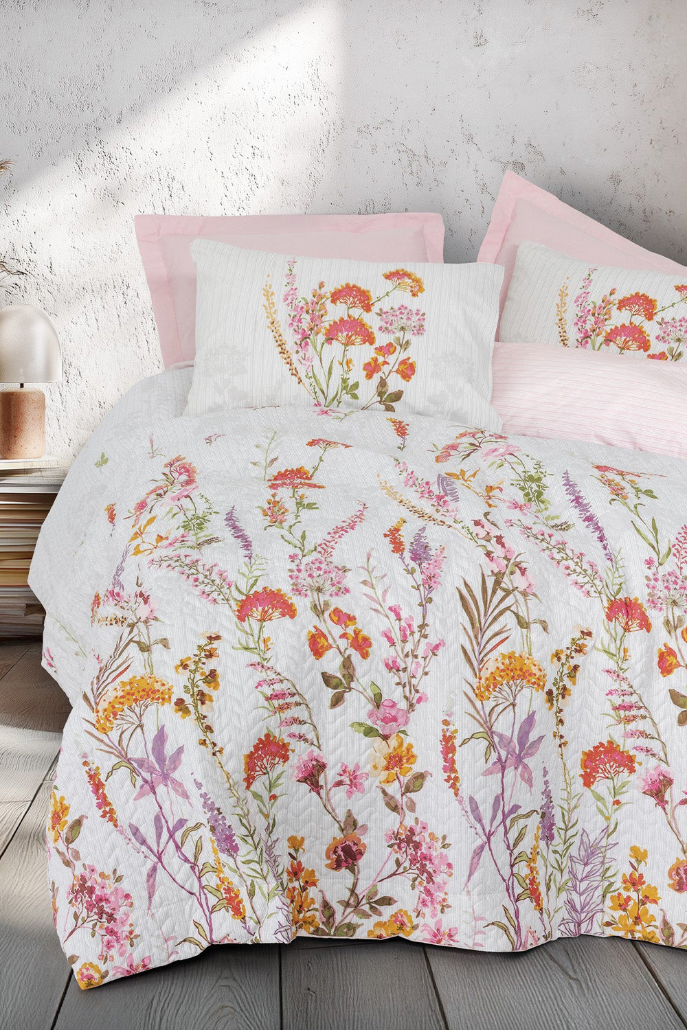 Cotton Box-Çift Kişilik Complete Set Lilura Pembe-Nevresim Takımı-1-Milagron.com