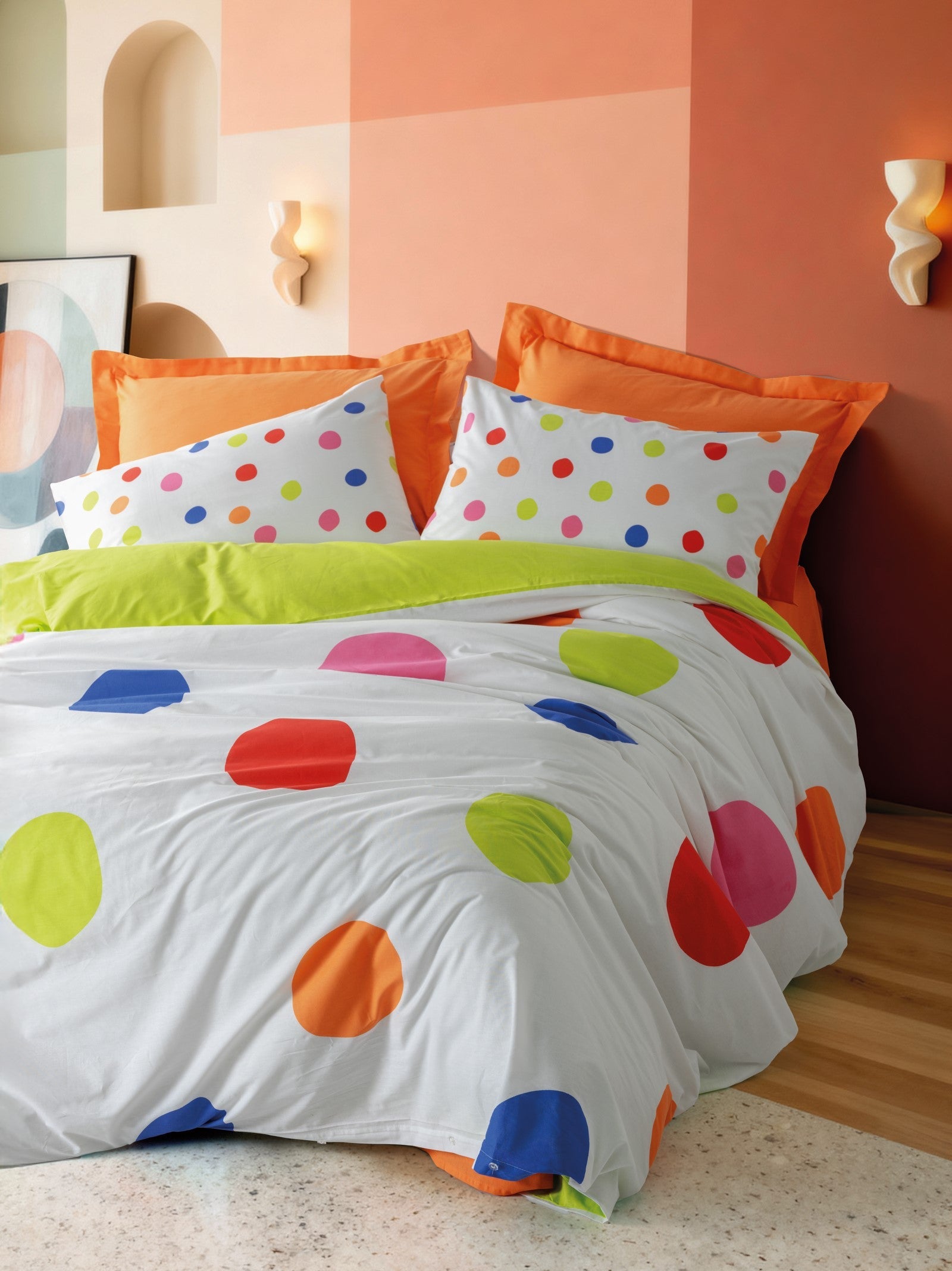  Çift Kişilik Nevresim Takımı Dotsy Turuncu