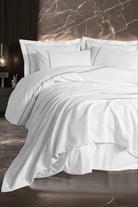 Cotton Box-Classic Çift Kişilik Pikeli Nevresim Takımı Mehveş Beyaz-Nevresim Takımı-1-Milagron.com