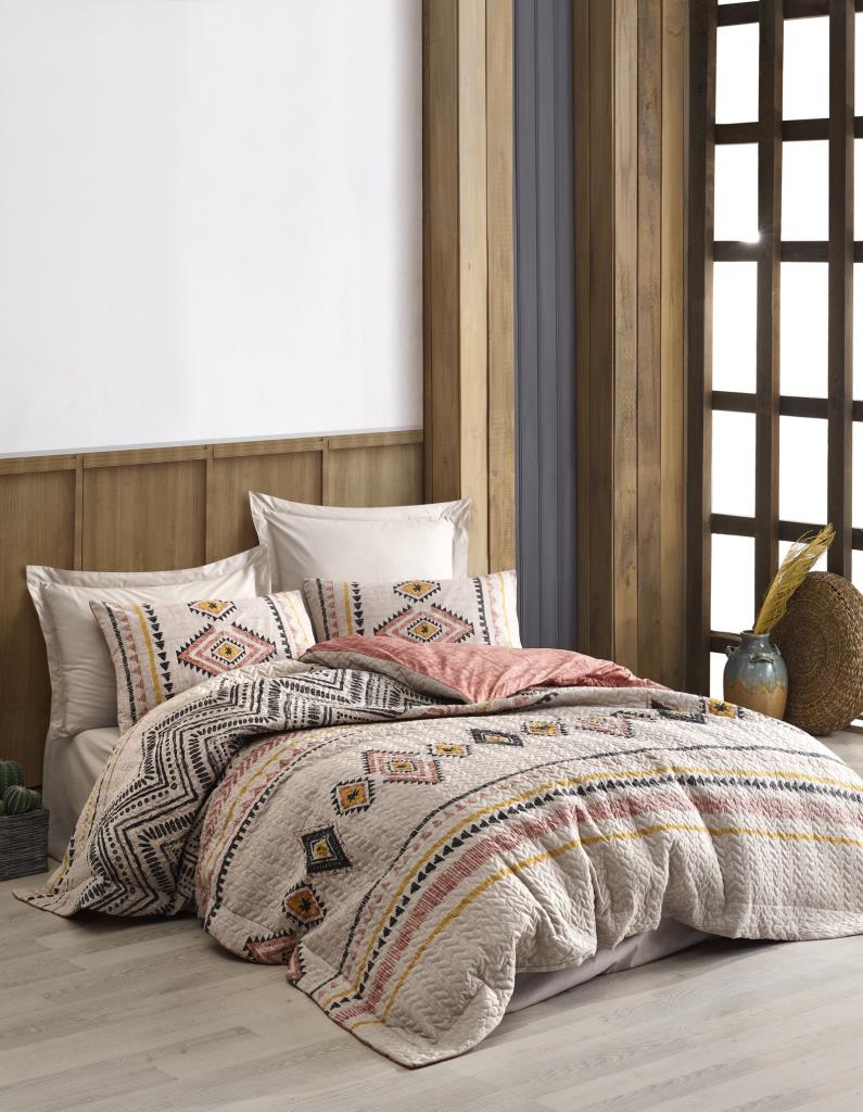 Cotton Box-Cotton Box Ethnic Tek Kişilik Complete Set Felix Kiremit-Nevresim Takımı-1-Milagron.com