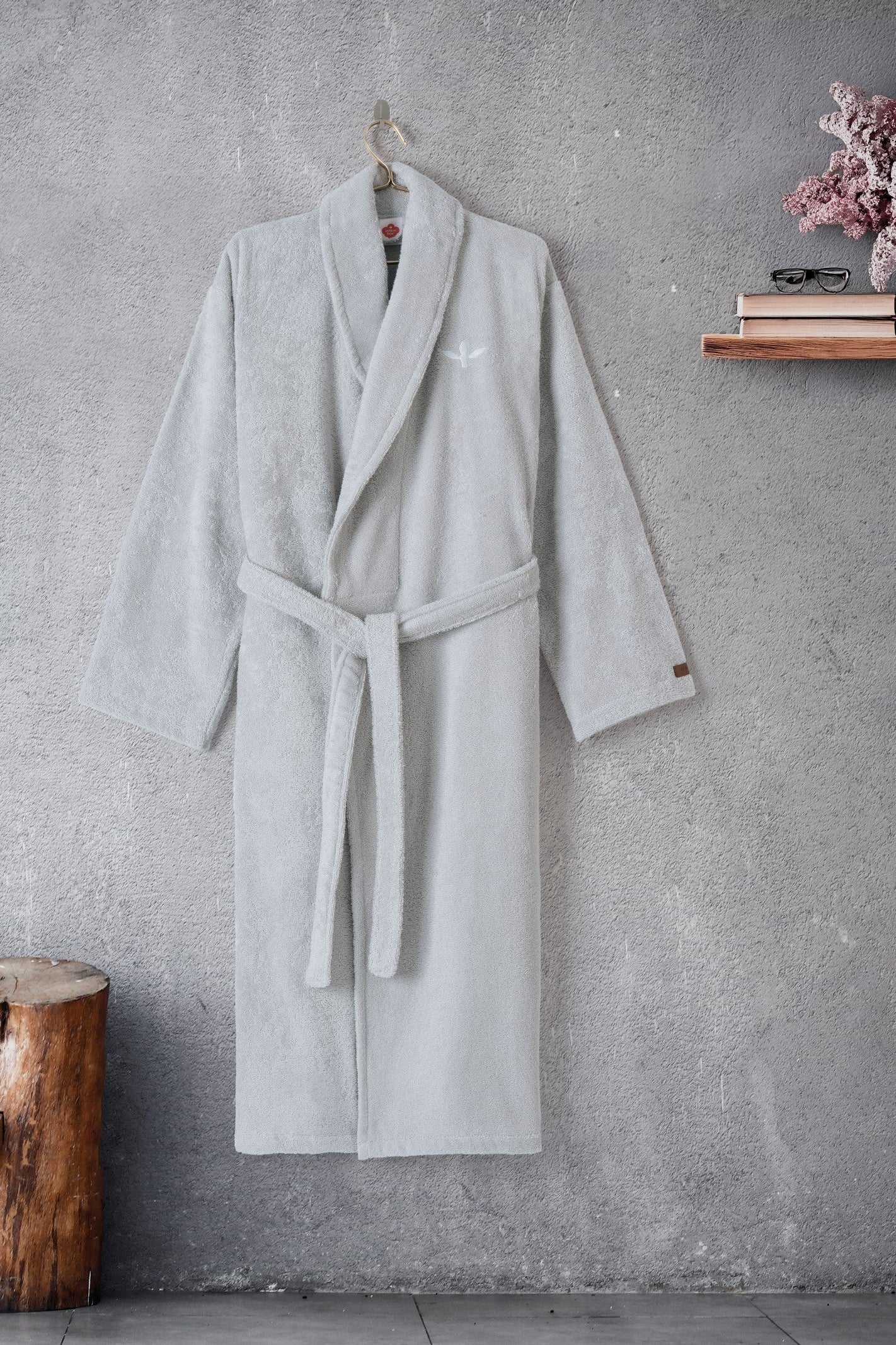 Cotton Box-Cotton Box Wellness Bornoz Stone Gri S/M-Bornoz-1-Milagron.com