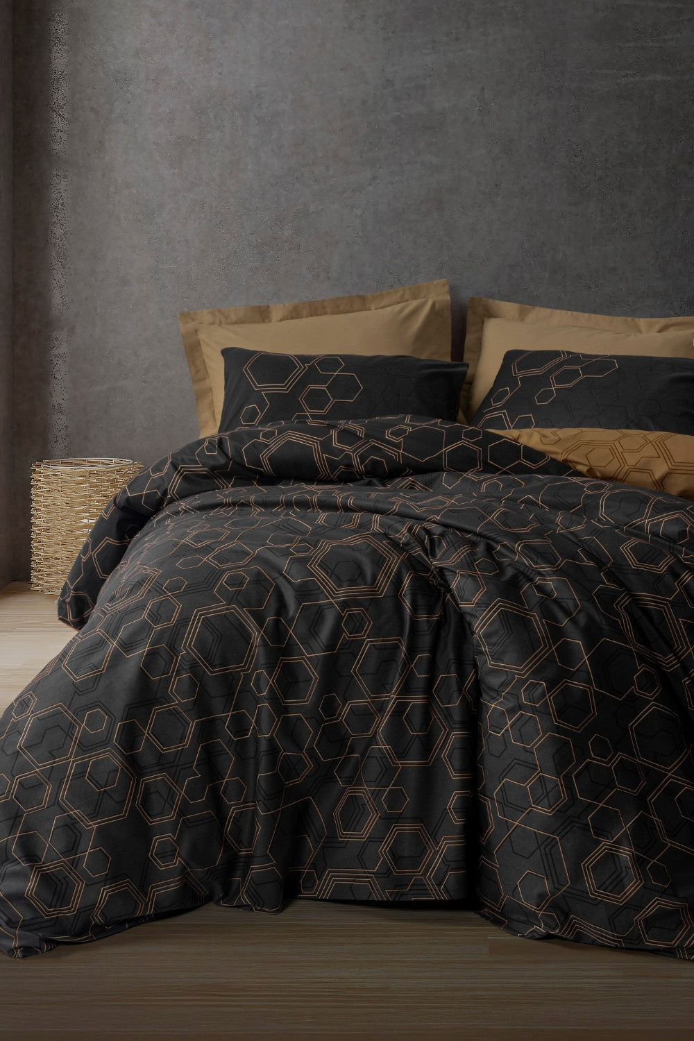 Cotton Box-Dark Çift Kişilik Nevresim Takımı Dawn Bakır-Nevresim Takımı-1-Milagron.com