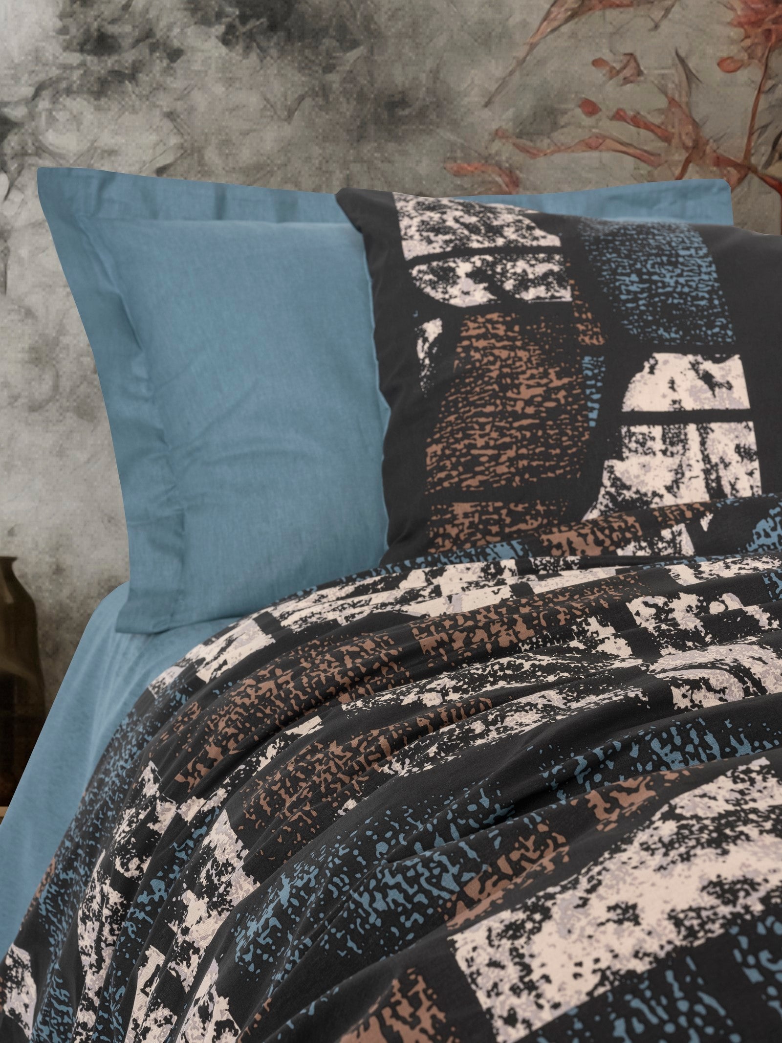 Cotton Box-Dark Çift Kişilik Nevresim Takımı Senso Petrol-Nevresim Takımı-2-Milagron.com