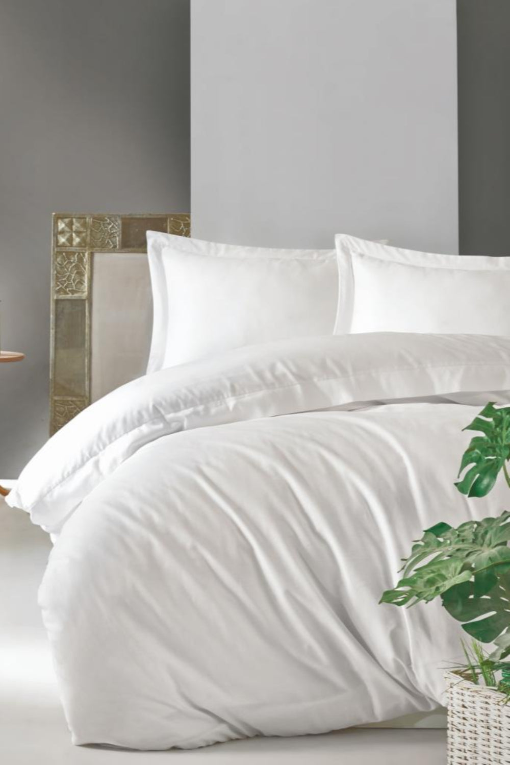 Cotton Box-Elegant Saten Tek Kişilik Nevresim Takımı Beyaz-Nevresim Takımı-1-Milagron.com