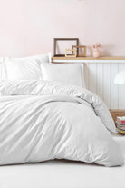 Cotton Box-Elegant Stripe Saten Çift Kişilik Nevresim Takımı Beyaz-Nevresim Takımı-1-Milagron.com