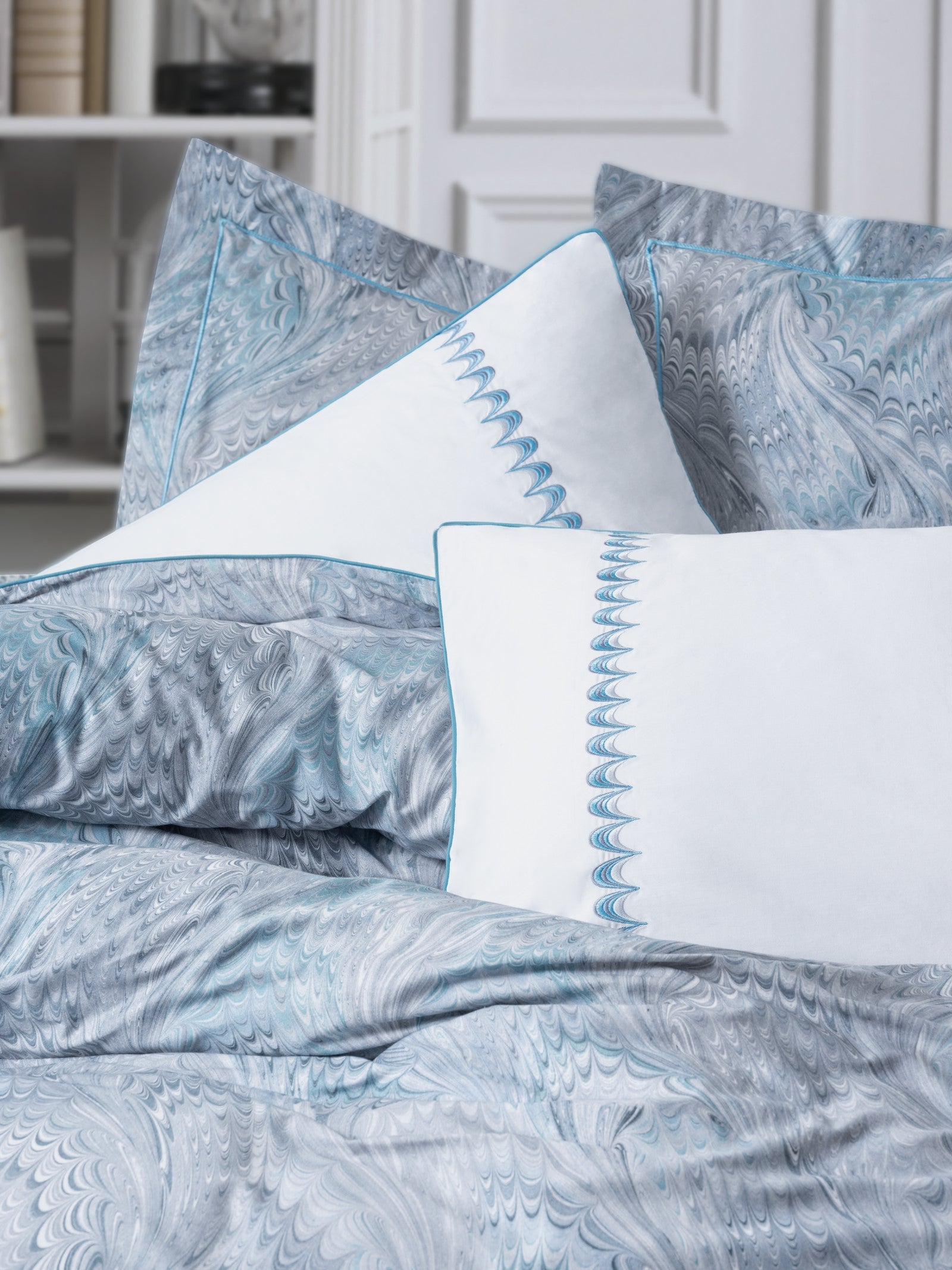 Cotton Box-Elite Saten Çift Kişilik Nevresim Takımı Stilla Mavi-Nevresim Takımı-3-Milagron.com