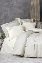 Cotton Box-Elite Saten Çift Kişilik Nevresim Takımı Teresa Bej-Nevresim Takımı-1-Milagron.com