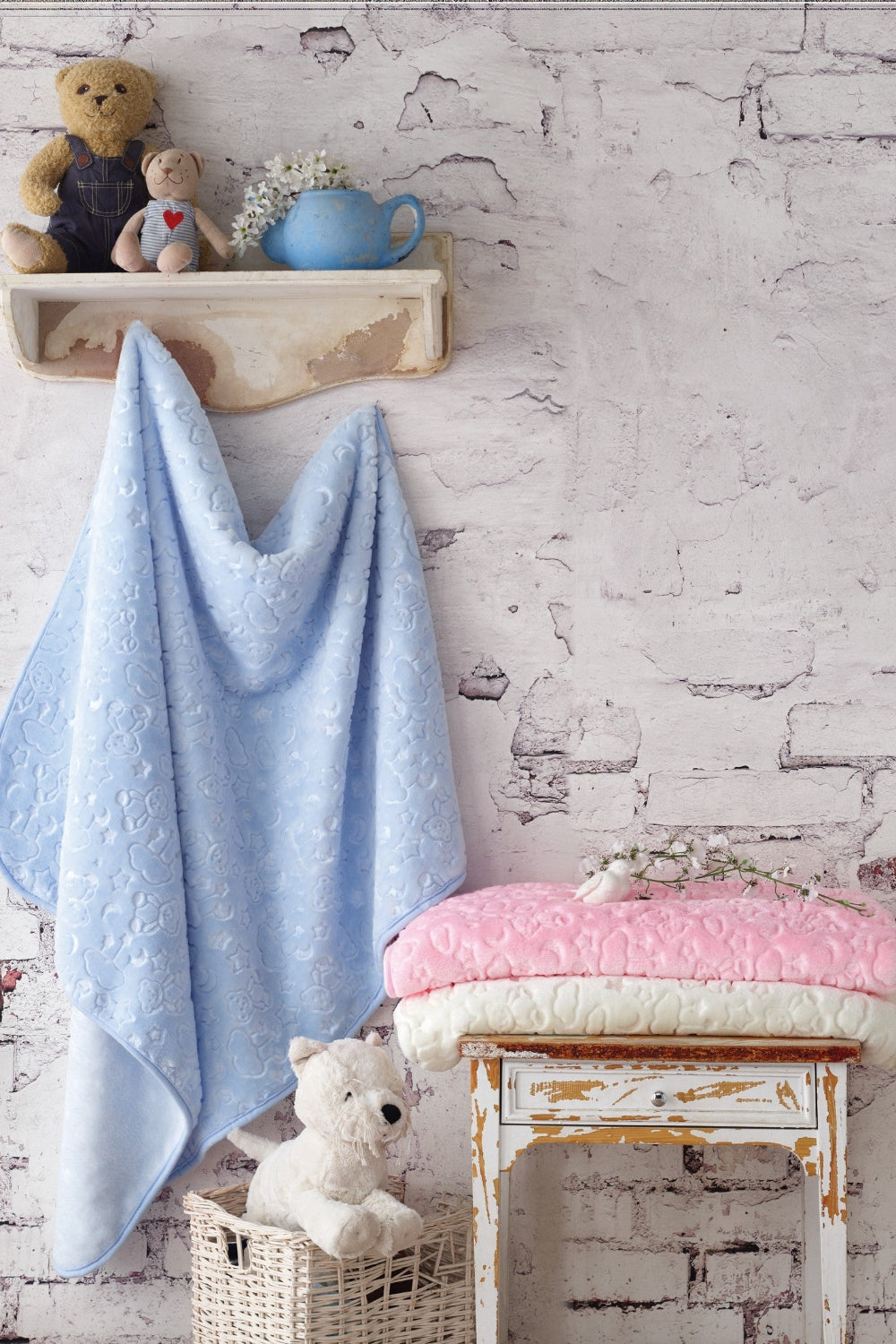 Cotton Box-Cotton Box Emboss Bebek Battaniye Pembe-Bebek Battaniyesi-1-Milagron.com