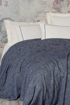 Cotton Box-Embrova Şönil Çift Kişilik Yatak Örtüsü/Pike Takımı Loom Lacivert-Nevresim Takımı-2-Milagron.com