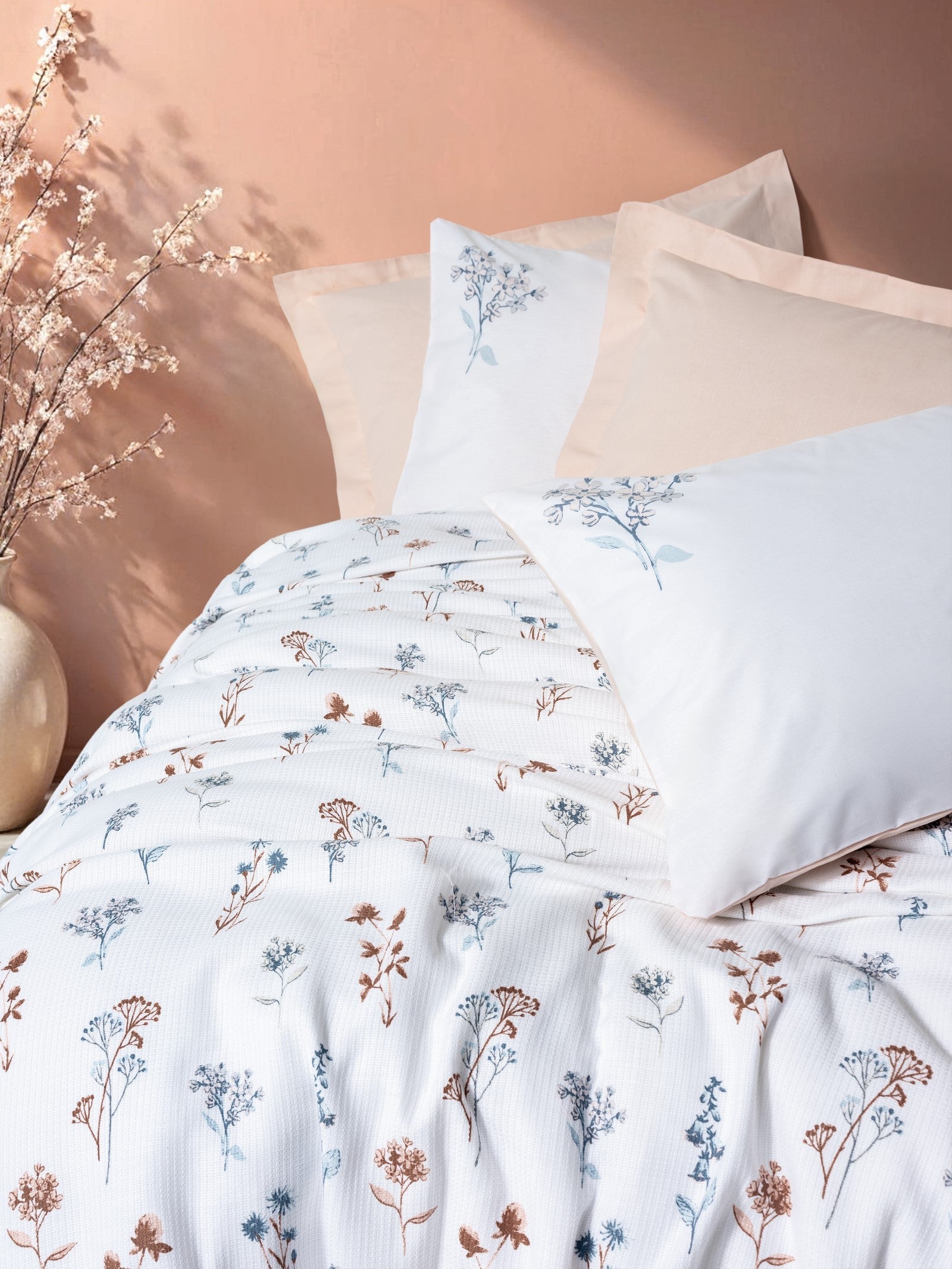 Cotton Box-Estiva Çift Kişilik Pike Takımı Briar Somon-Nevresim Takımı-2-Milagron.com