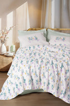 Cotton Box-Cotton Box Estiva Tek Kişilik Pike Takımı Twig Mint-Pikeli Nevresim Takımı-1-Milagron.com