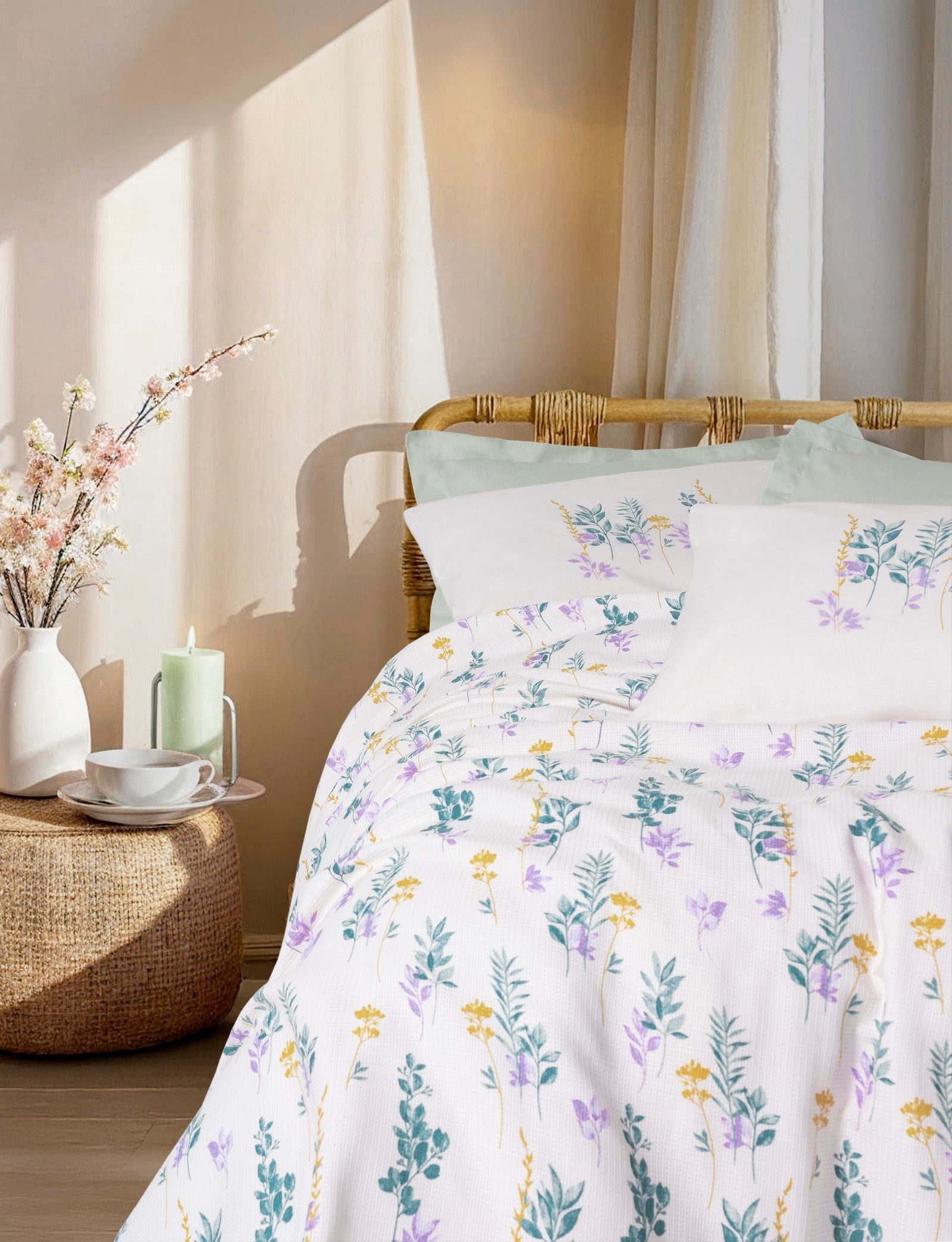 Cotton Box-Estiva Tek Kişilik Pike Takımı Twig Mint-Pike Takımı-2-Milagron.com