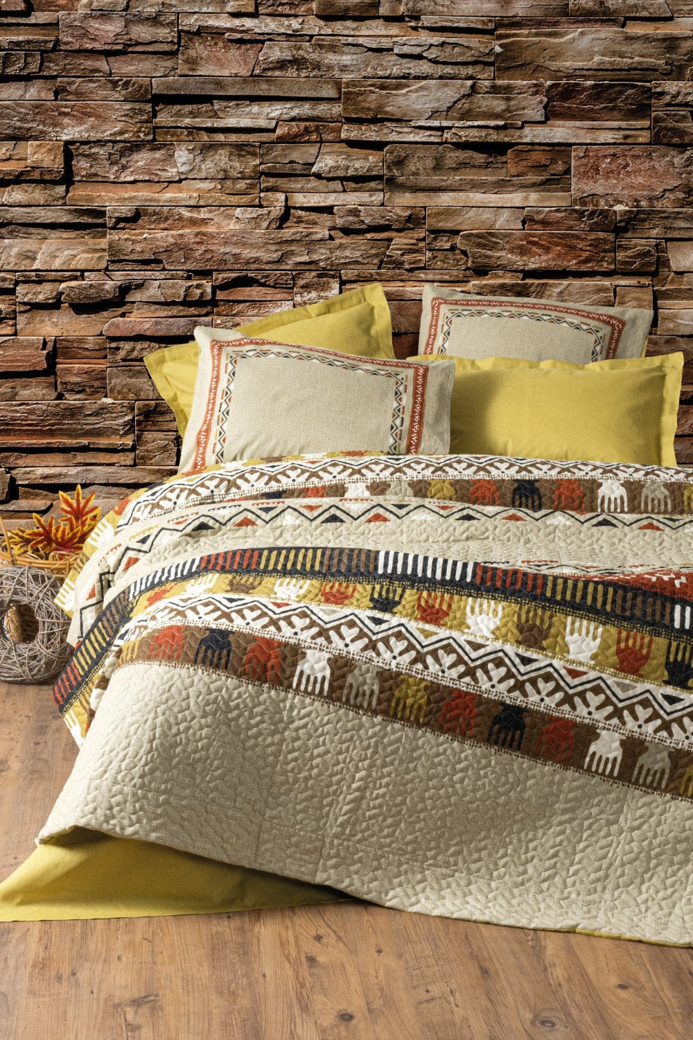 Cotton Box-Ethnic Çift Kişilik Complete Set Magnus Hardal-Nevresim Takımı-1-Milagron.com