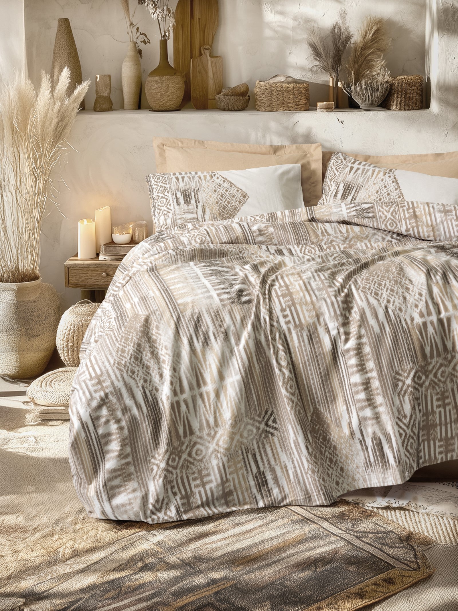 Cotton Box Ethnic Çift Kişilik Nevresim Takımı Amara Karamel