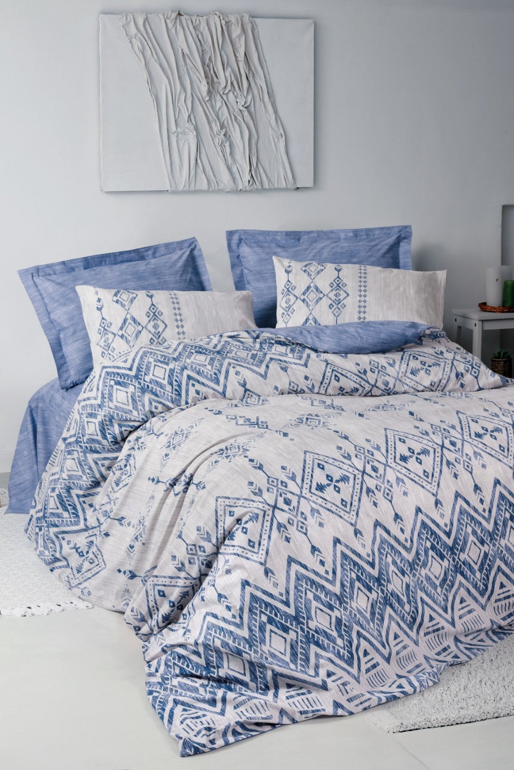 Cotton Box-Cotton Box Ethnic Tek Kişilik Nevresim Takımı Cleo Mavi-Tek Kişilik Nevresim Takımı-1-Milagron.com