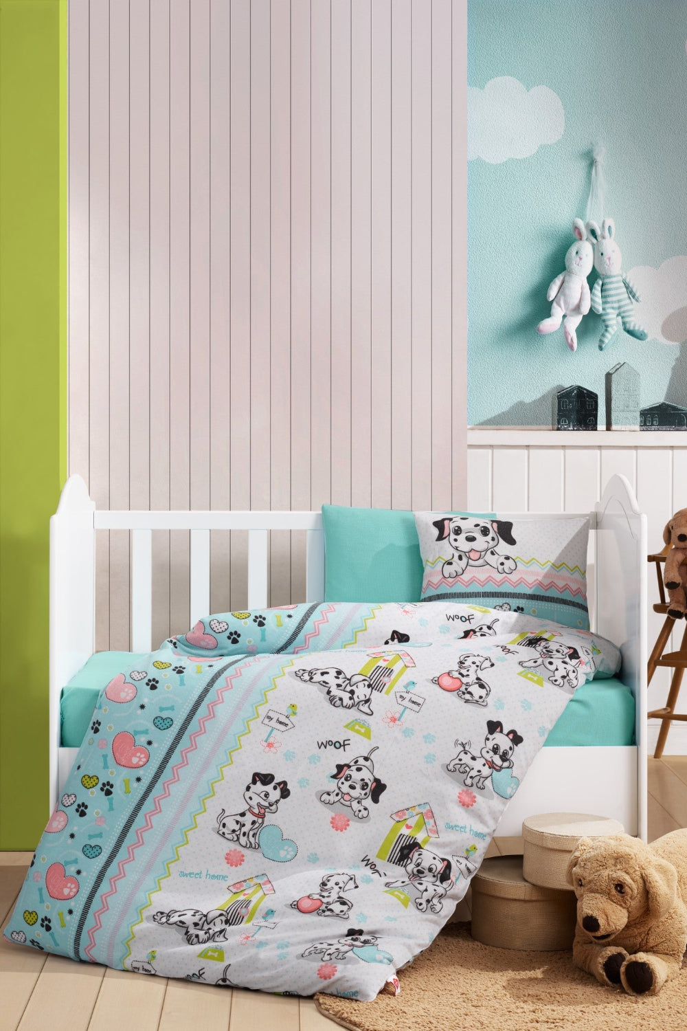 Cotton Box-Cotton Box Flanel Bebek Nevresim Takımı Dalmaçyalı Mint-Bebek Nevresim Takımı-1-Milagron.com