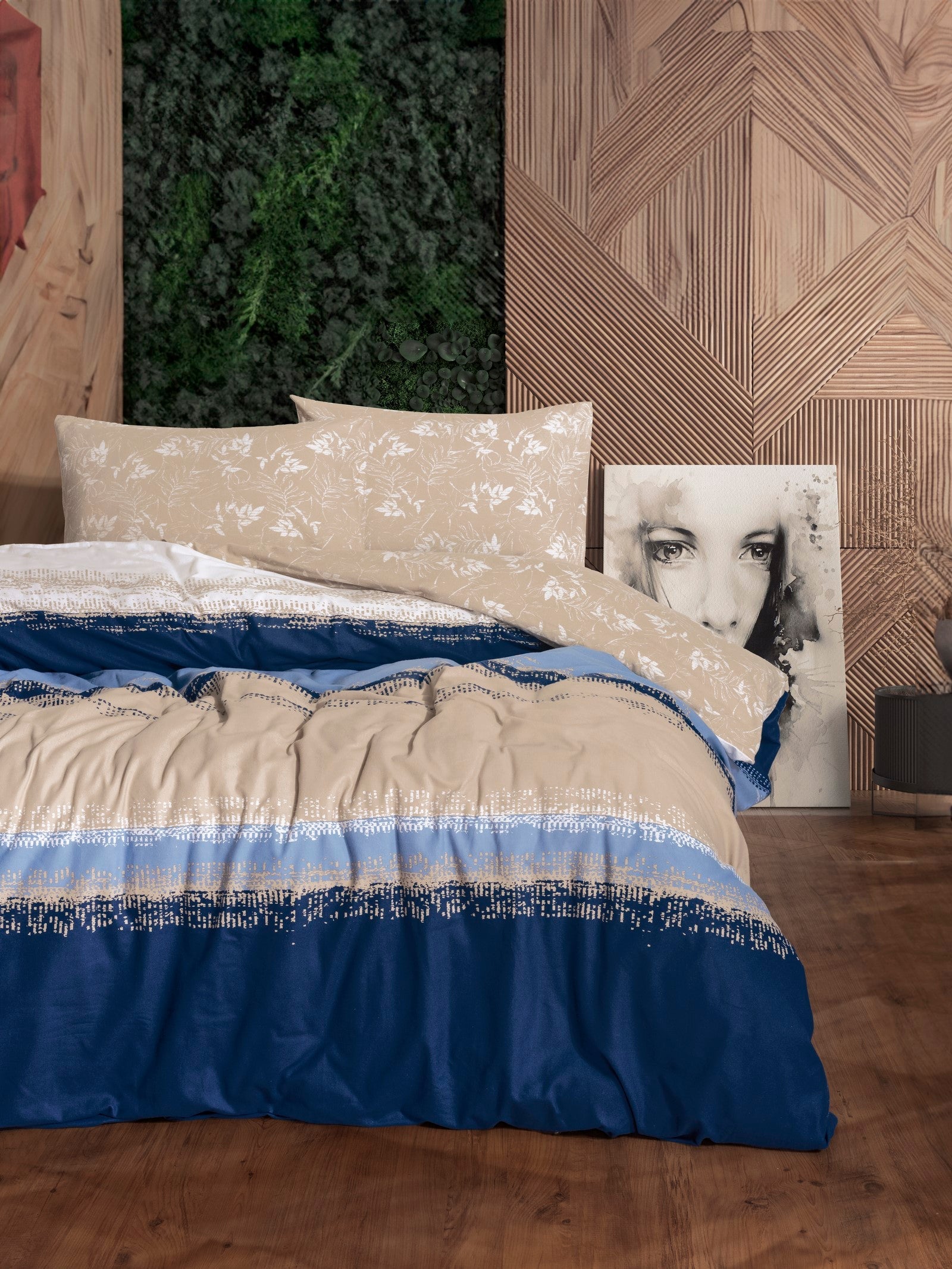 Cotton Box Flanel Çift Kişilik Nevresim Takımı Blueline Lacivert