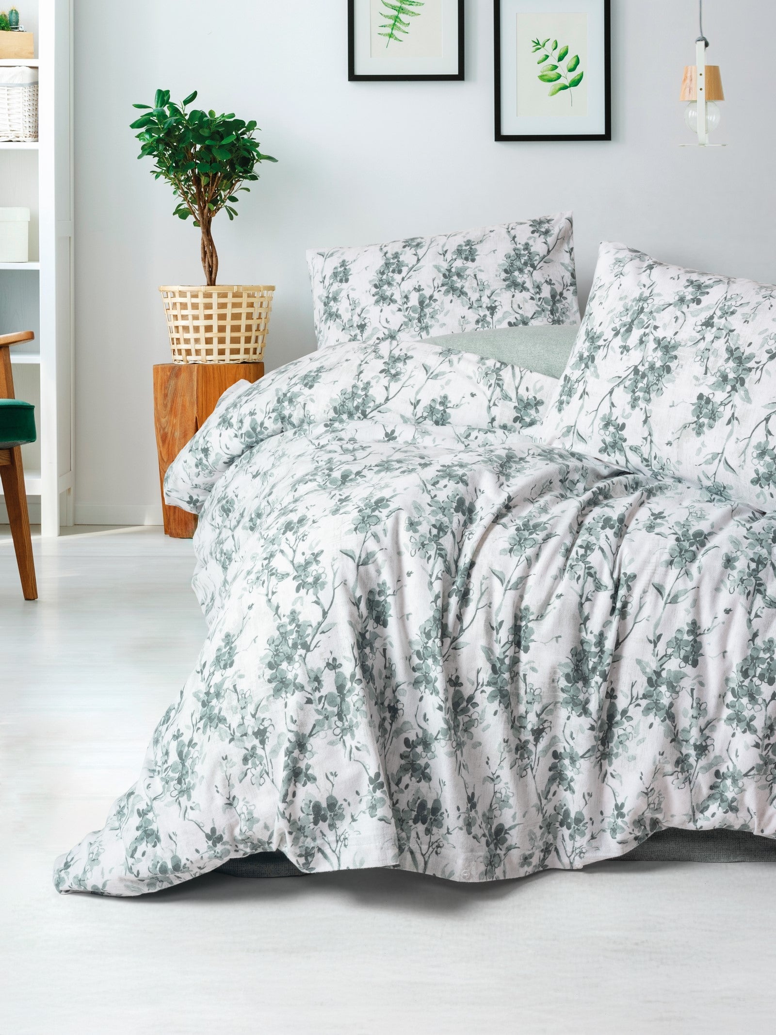 Cotton Box Flanel Çift Kişilik Nevresim Takımı Casey Petrol