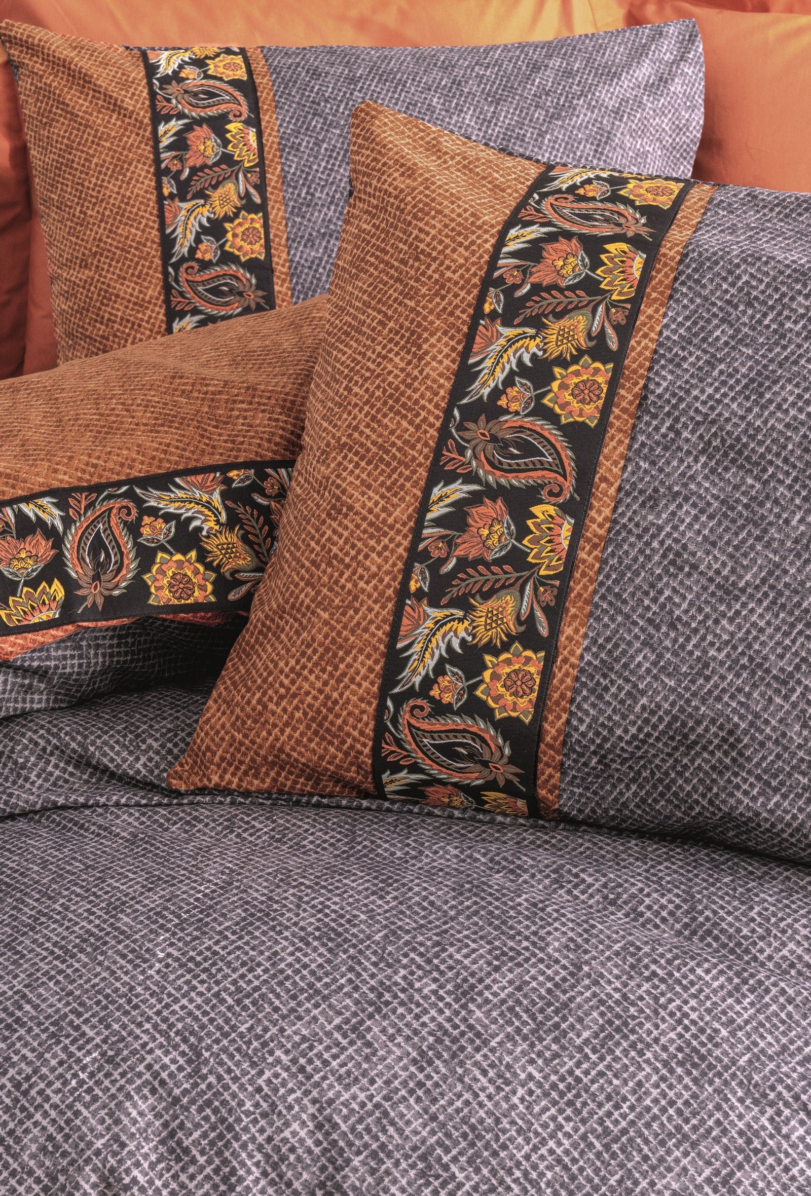 Cotton Box-Folk Art Çift Kişilik Nevresim Takımı Dalila Tarçın-Nevresim Takımı-2-Milagron.com