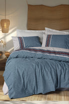 Cotton Box-Folk Art Çift Kişilik Nevresim Takımı Polku Gri-Nevresim Takımı-1-Milagron.com