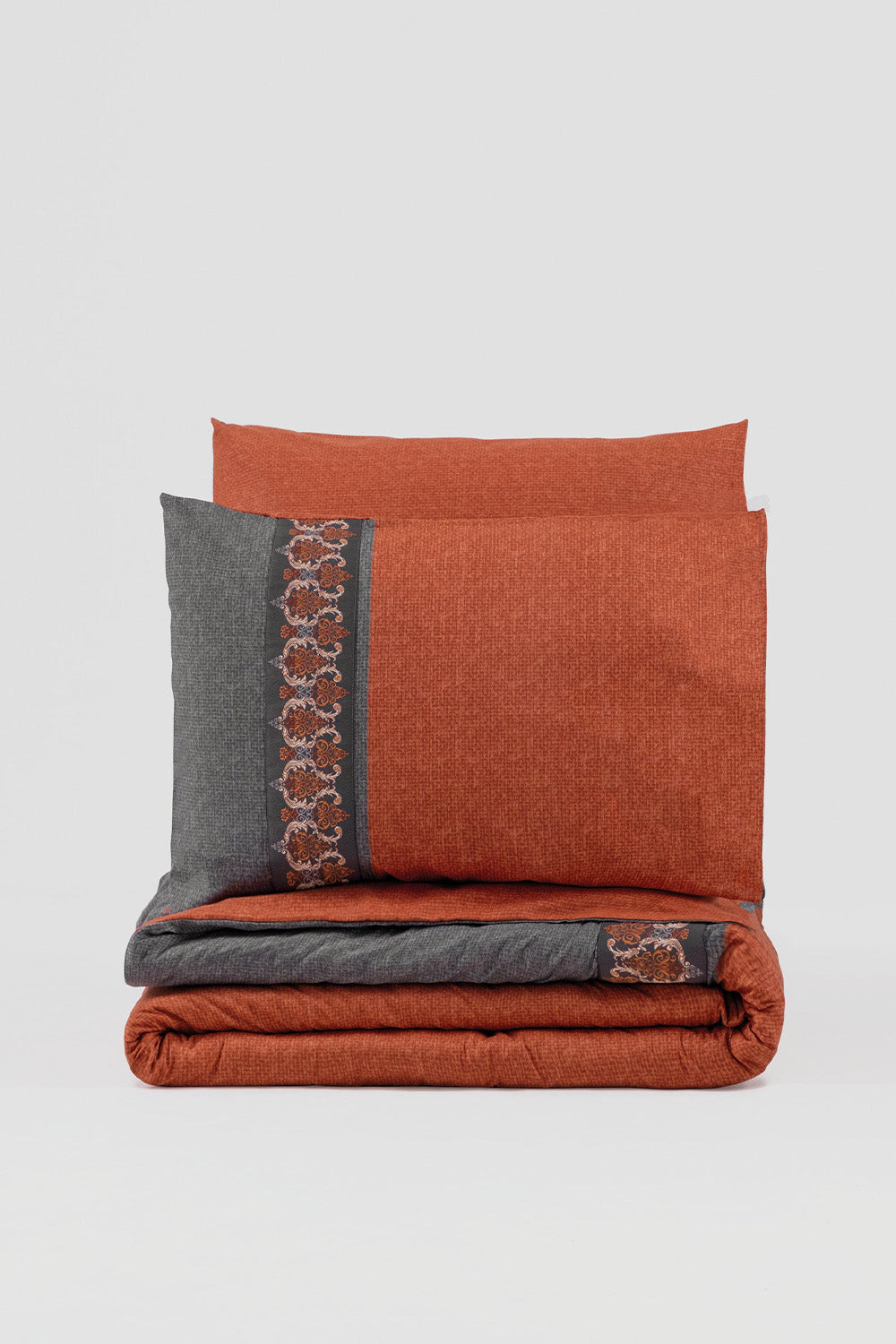 Cotton Box-Folk Art Çift Kişilik Nevresim Takımı Tamaya Kiremit-Nevresim Takımı-3-Milagron.com