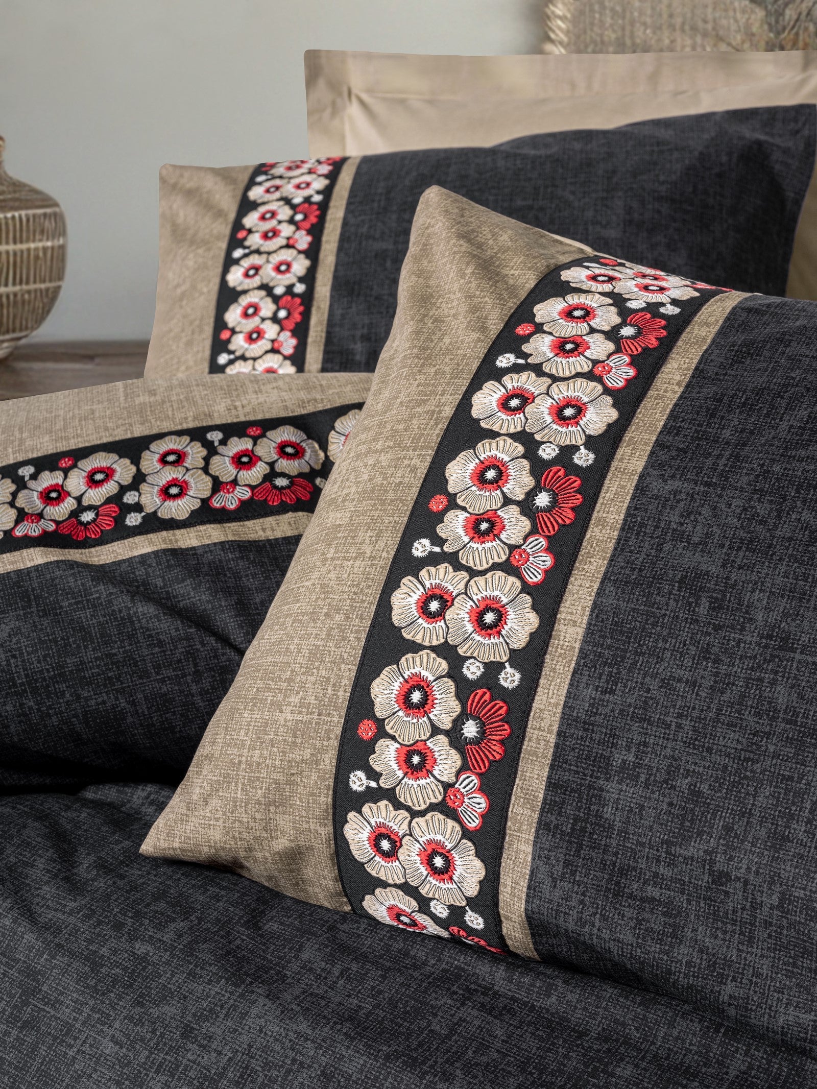 Cotton Box-Folk Art Çift Kişilik Nevresim Takımı Yamka Bej-Nevresim Takımı-2-Milagron.com